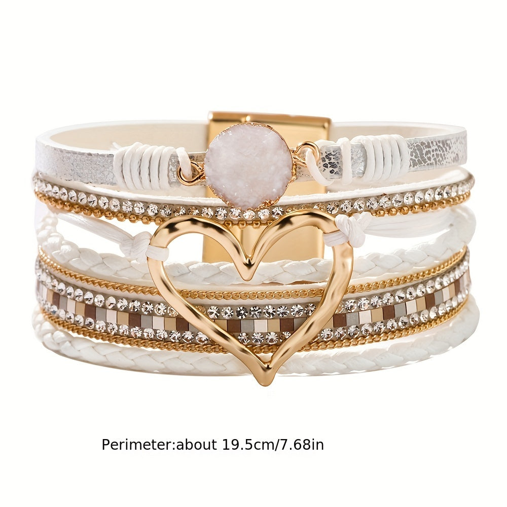 Boho Wielowarstwowa Skórzana Bransoletka