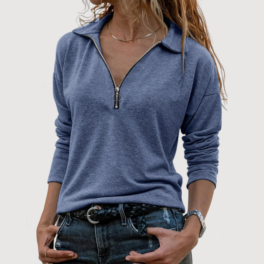 MAUREEN – ZIP COLLAR TOP