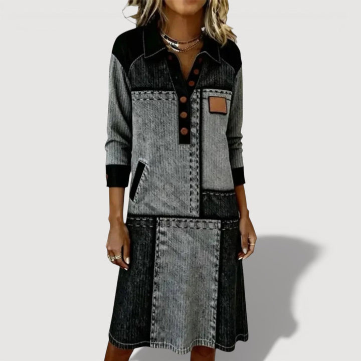 VELL – PANELLED BUTTON DRESS