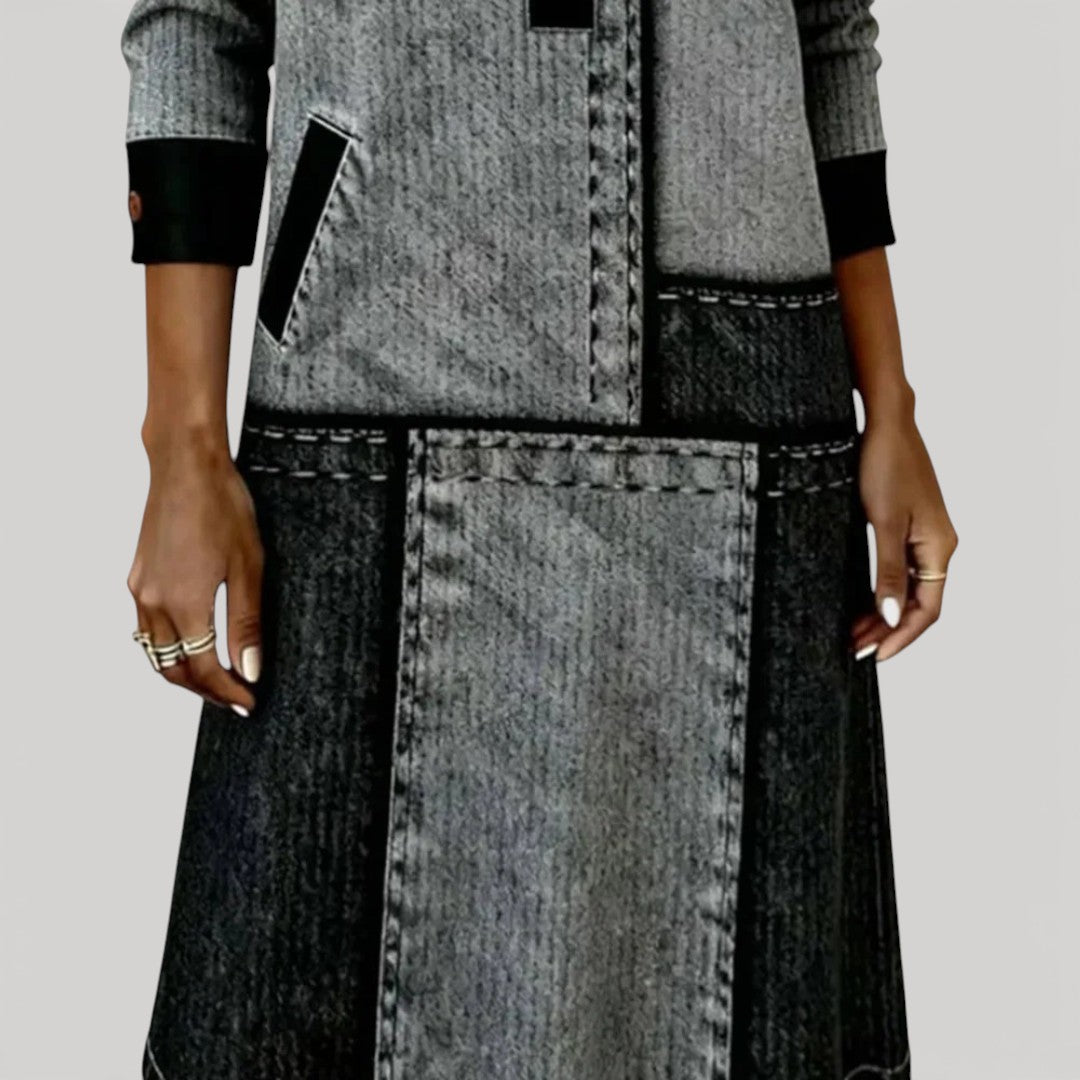 VELL – PANELLED BUTTON DRESS