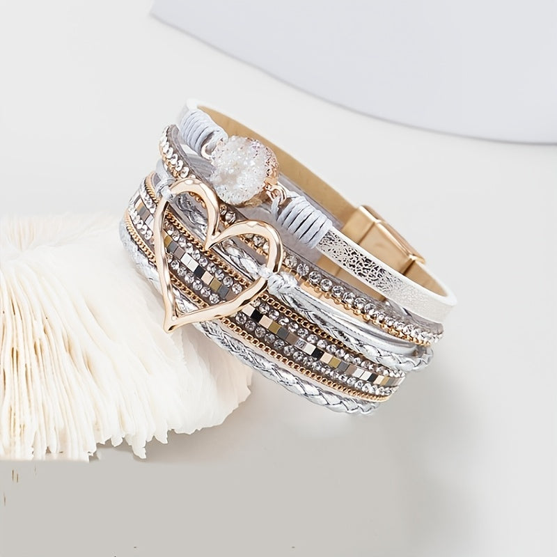 Boho Wielowarstwowa Skórzana Bransoletka