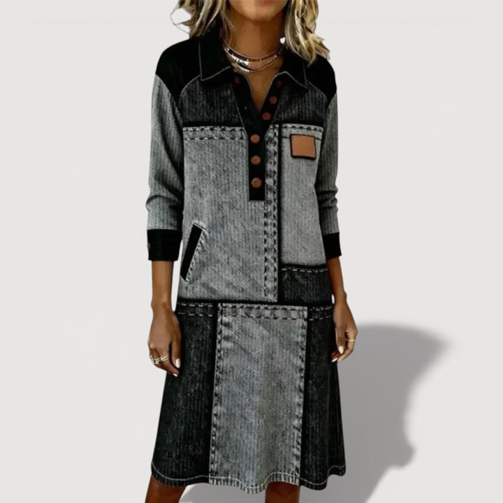 VELL – PANELLED BUTTON DRESS