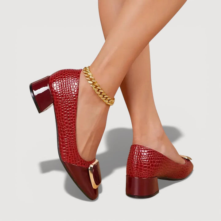 LIVANA – CROCO BLOCK HEELS