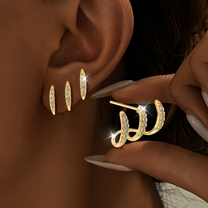 Eleganckie Kolczyki z Kryształami w Trzech Łapkach